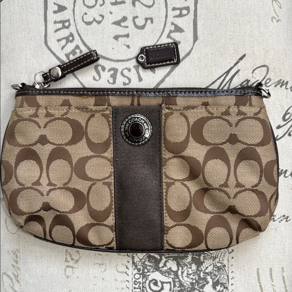 Coach Brown Monogram Clutch